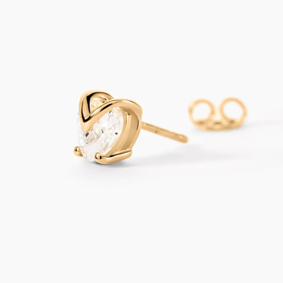 Boucles D'oreilles Puces Abelinia Plaqué Or Jaune Oxyde De Zirconium