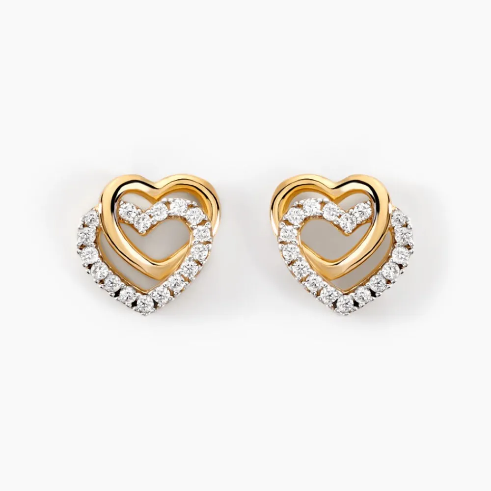 Marc Orian Bijoux Zirconium|Boucles D'Oreilles Cœur > Boucles D'oreilles Puces Ablaye Or Jaune Oxyde De Zirconium