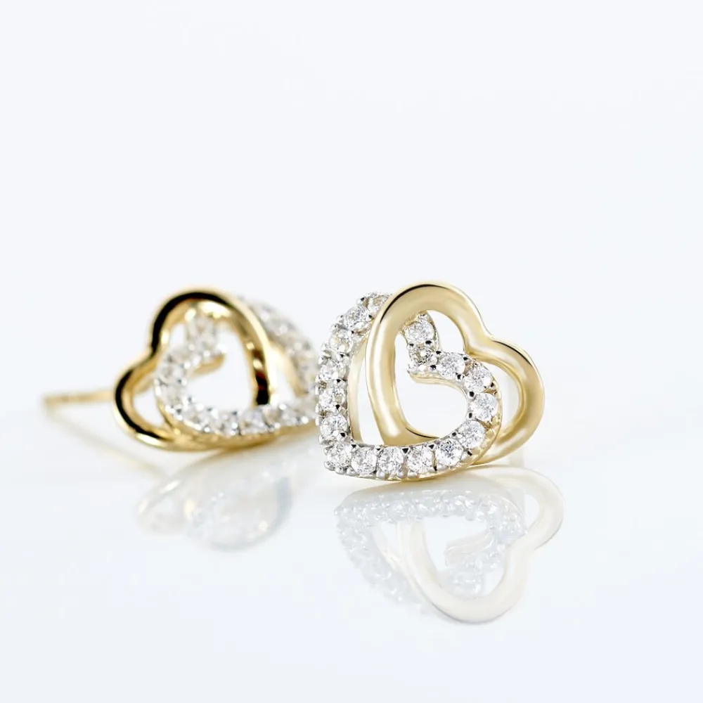 Marc Orian Bijoux Zirconium|Boucles D'Oreilles Cœur > Boucles D'oreilles Puces Ablaye Or Jaune Oxyde De Zirconium