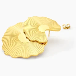 Marc Orian Boucles D'Oreilles Fleur|Boucles D'Oreilles Acier Inoxydable > Boucles D'oreilles Puces Acier Jaune