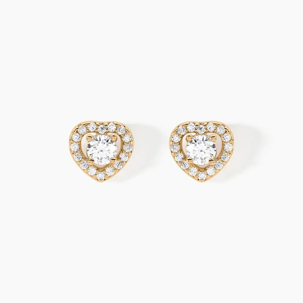 Boucles D'oreilles Puces Alais Plaqué Or Jaune Oxyde De Zirconium