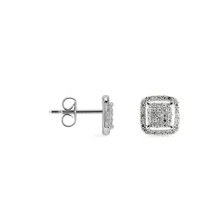 Boucles D'oreilles Puces Alessia Or Blanc Diamant