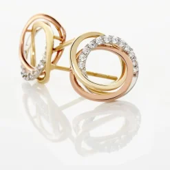 Marc Orian Idées Cadeaux Femme|Boucles D'Oreilles Or > Boucles D'oreilles Puces Amaiur Or Tricolore Oxydes De Zirconium
