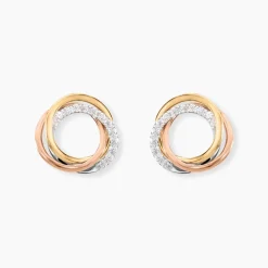 Marc Orian Idées Cadeaux Femme|Boucles D'Oreilles Or > Boucles D'oreilles Puces Amaiur Or Tricolore Oxydes De Zirconium