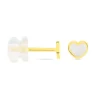 Boucles D'oreilles Puces Amaryllis Coeur Or Jaune Nacre