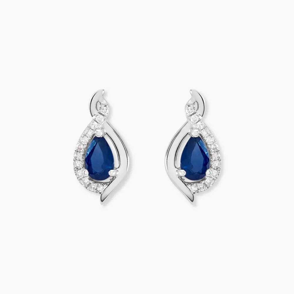 Marc Orian Anniversaire De Mariage|Boucles D'Oreilles Saphir > Boucles D'oreilles Puces Angelika Or Blanc Saphir Et Diamant