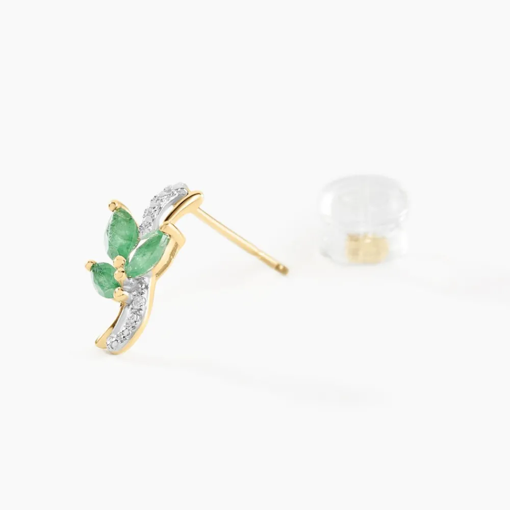 Marc Orian Cadeaux Mariage|Bijoux Émeraude > Boucles D'oreilles Puces Angie Or Jaune Emeraude Diamant or jaune émeraude