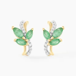Marc Orian Cadeaux Mariage|Bijoux Émeraude > Boucles D'oreilles Puces Angie Or Jaune Emeraude Diamant or jaune émeraude