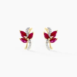Marc Orian Cadeaux Mariage|Anniversaire De Mariage > Boucles D'oreilles Puces Angie Diamant or jaune rubis