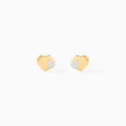 Marc Orian Boucles D'Oreilles Cœur|Boucles D'Oreilles Femme > Boucles D'oreilles Puces Anne-maudae Double Coeurs Or Bicolore