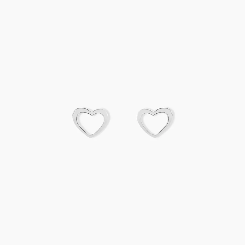 Boucles D'oreilles Puces Anne-maudae Coeurs Or Blanc
