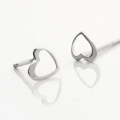 Boucles D'oreilles Puces Anne-maudae Coeurs Or Blanc