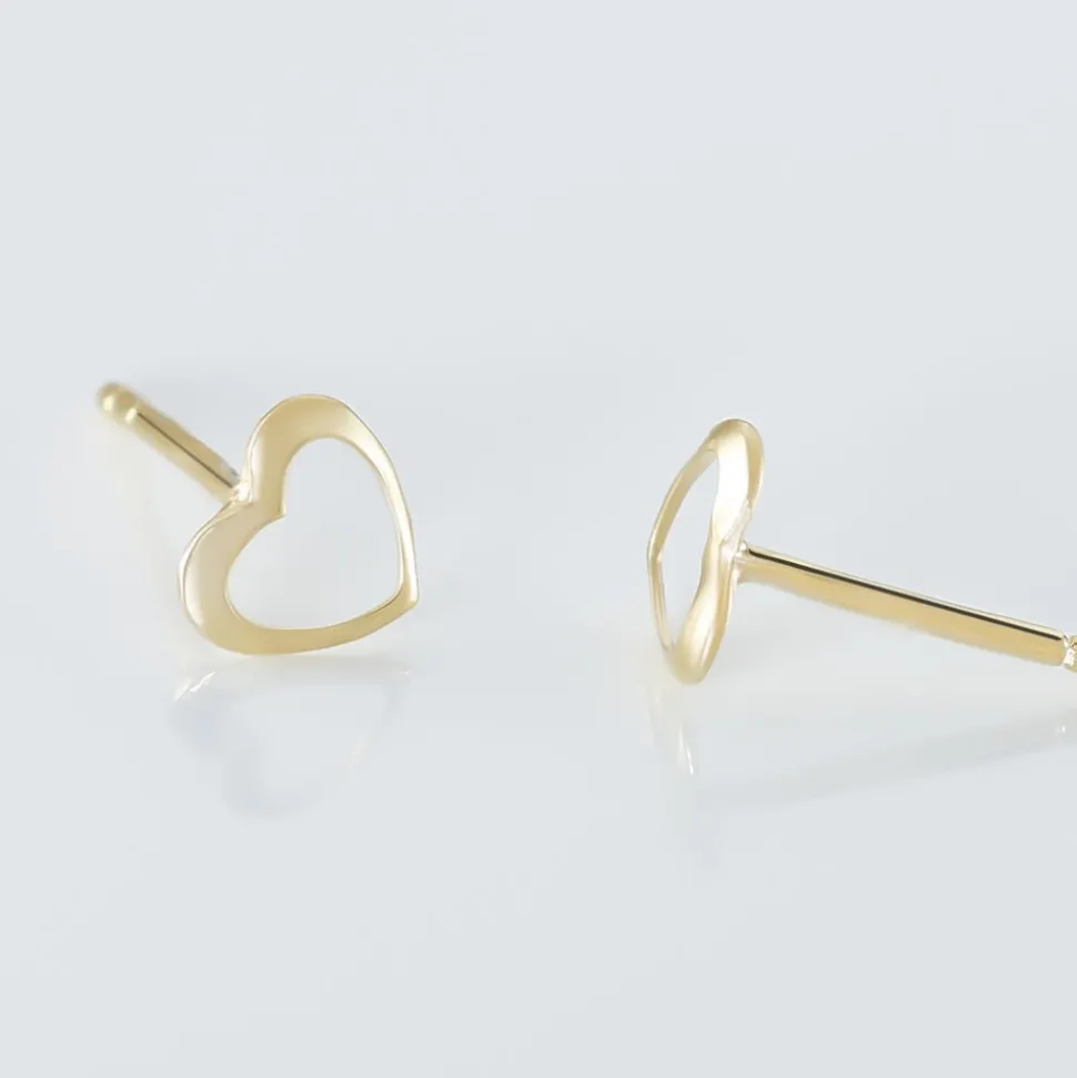 Boucles D'oreilles Puces Anne-maudae Coeurs Or Jaune