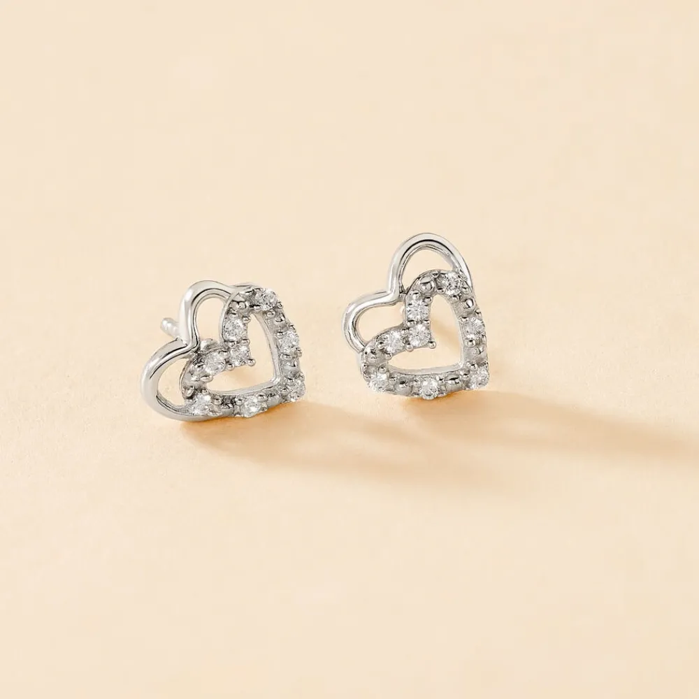 Marc Orian Bijoux Zirconium|Boucles D'Oreilles Argent > Boucles D'oreilles Puces Aoki Argent Blanc Oxyde De Zirconium