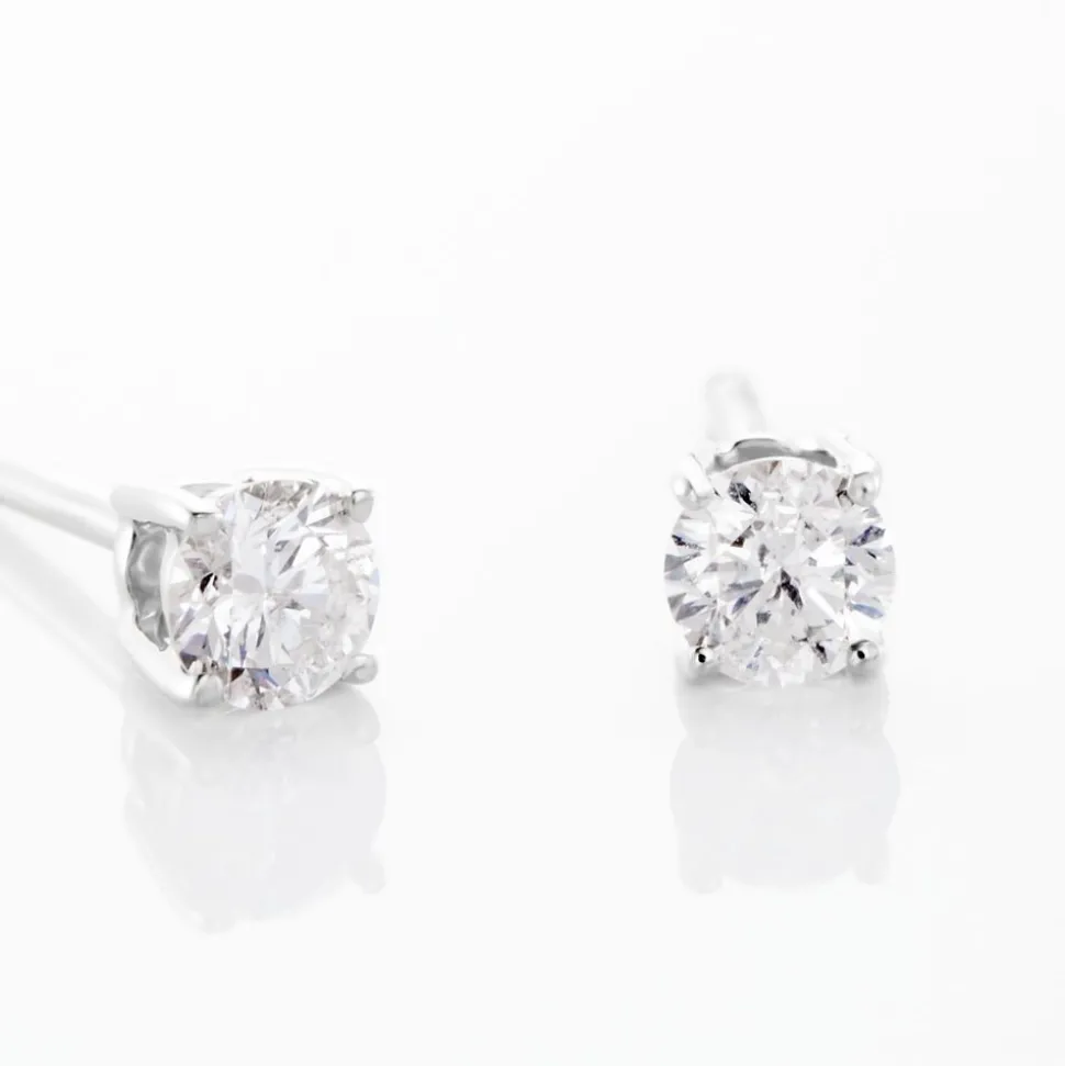 Boucles D'oreilles Puces Aphrodite Or Blanc Diamant