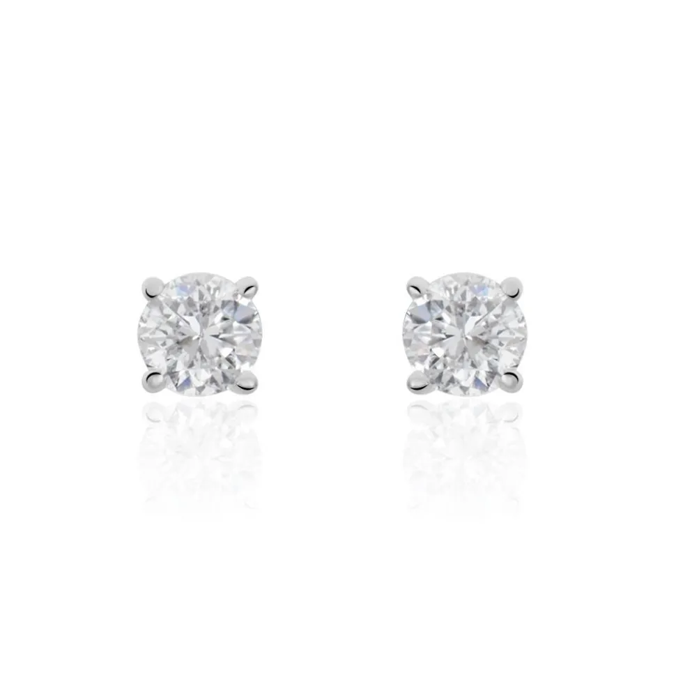 Boucles D'oreilles Puces Aphrodite Or Blanc Diamant