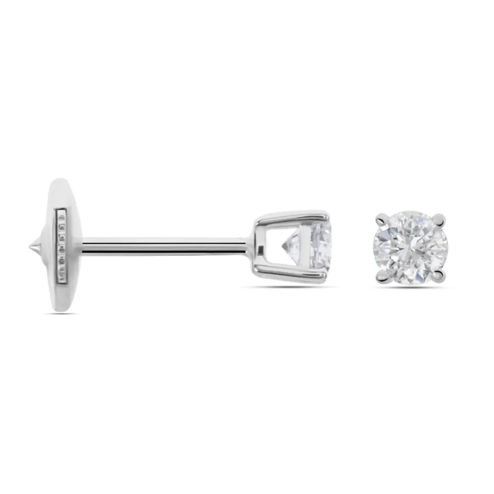 Boucles D'oreilles Puces Aphrodite Or Blanc Diamant