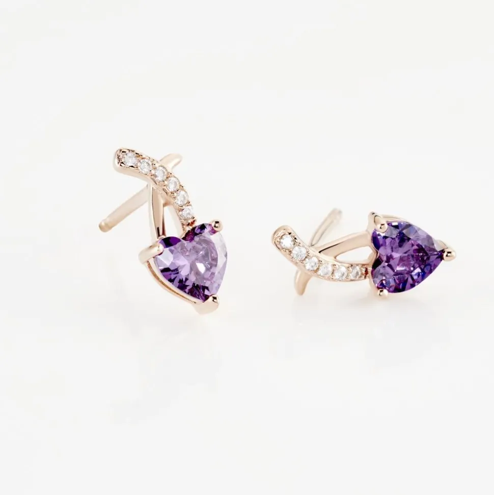 Boucles D'oreilles Puces Argent Rose Avalon Oxyde De Zirconium