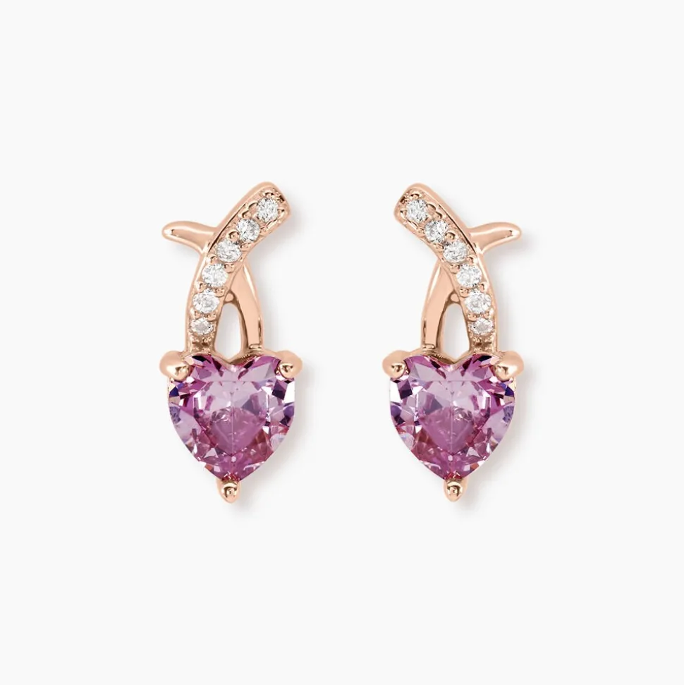 Boucles D'oreilles Puces Argent Rose Avalon Oxyde De Zirconium