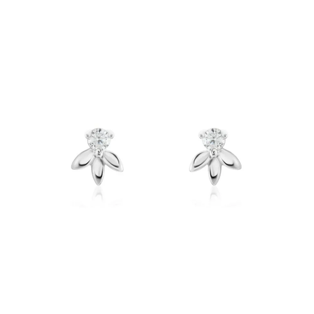 Marc Orian Bijoux Zirconium|Boucles D'Oreilles Fleur > Boucles D'oreilles Puces Argent Blanc Braxton Oxydes De Zirconium