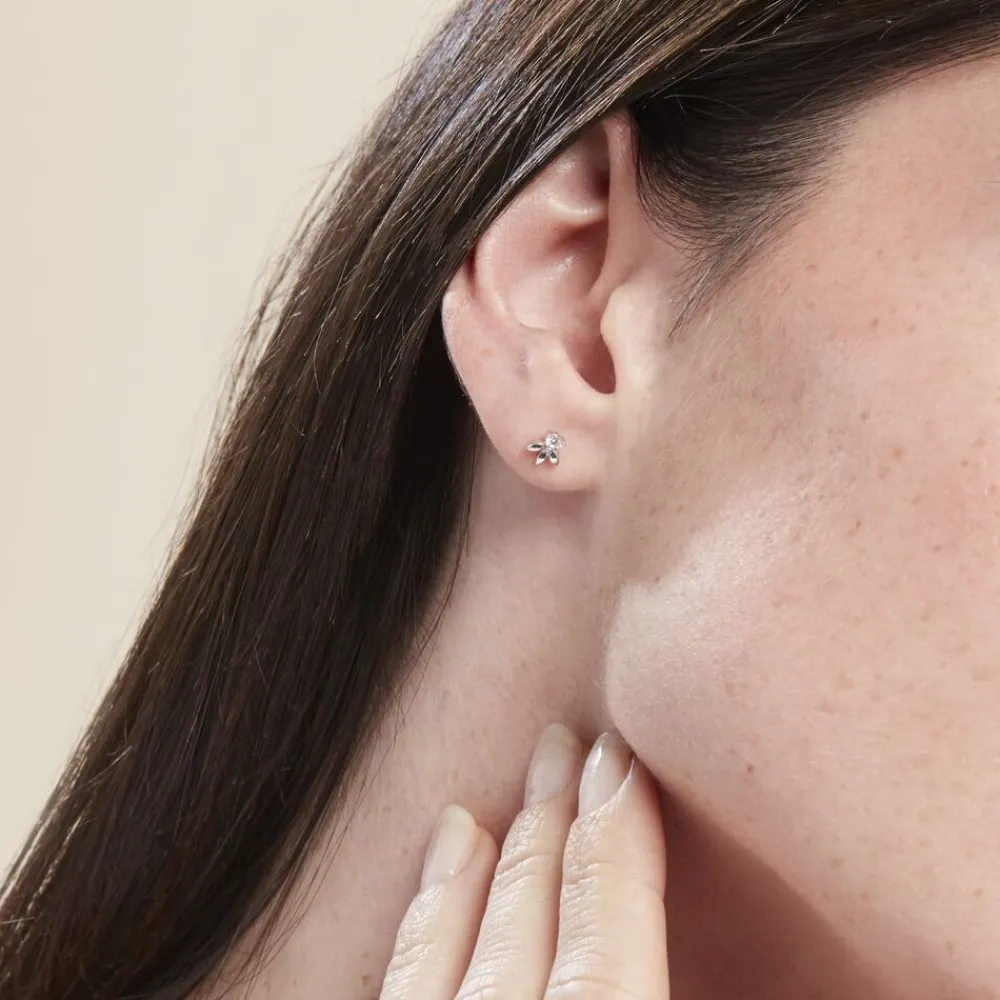 Marc Orian Bijoux Zirconium|Boucles D'Oreilles Fleur > Boucles D'oreilles Puces Argent Blanc Braxton Oxydes De Zirconium