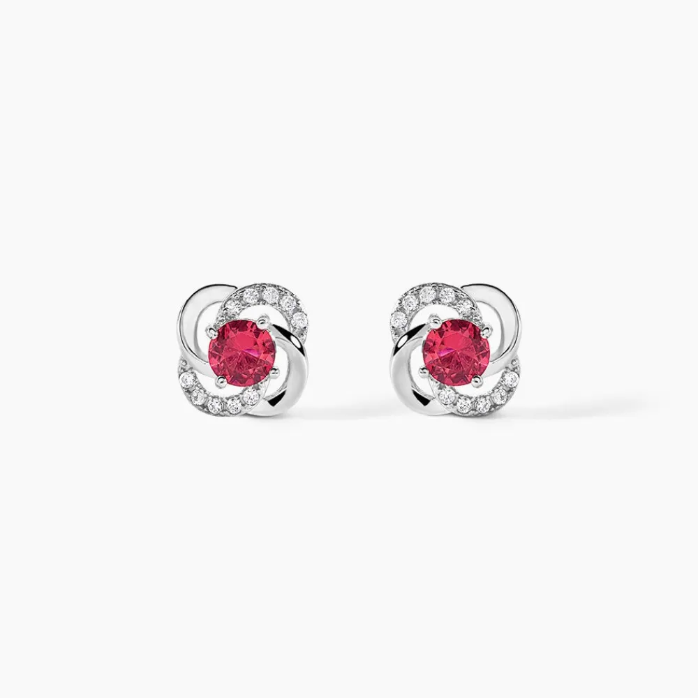 Marc Orian Boucles D'Oreilles Fleur|Boucles D'Oreilles Argent > Boucles D'oreilles Puces Argent Blanc Clover Verre Oxydes De Zirconium