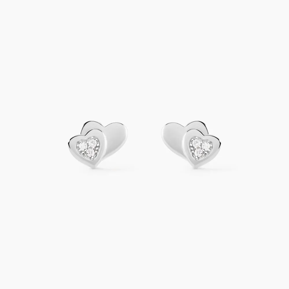 Marc Orian Bijoux Zirconium|Boucles D'Oreilles Argent > Boucles D'oreilles Puces Argent Blanc Dounyo Oxydes De Zirconium