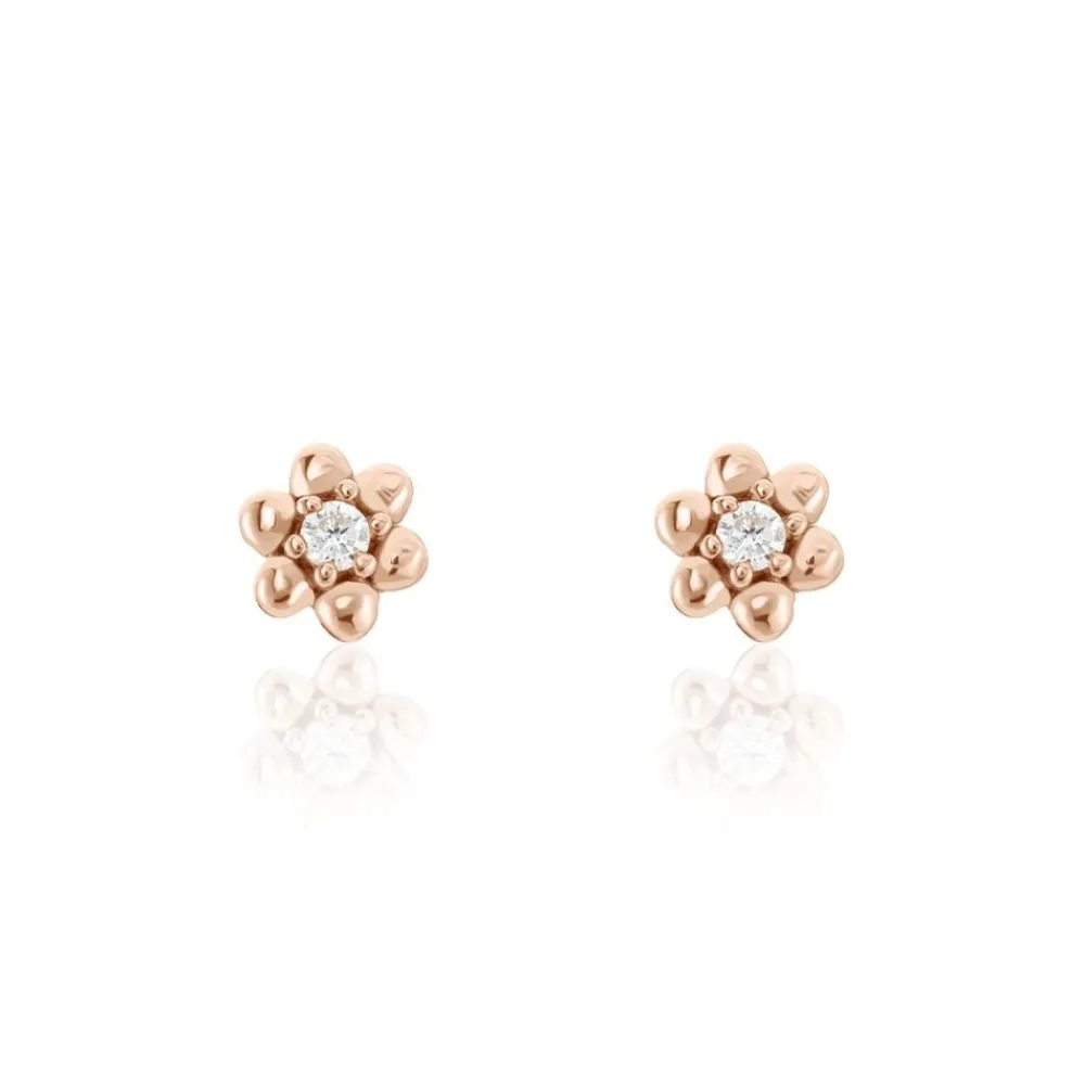 Marc Orian Bijoux Zirconium|Boucles D'Oreilles Fleur > Boucles D'oreilles Puces Argent Rose Buddy Oxydes De Zirconium