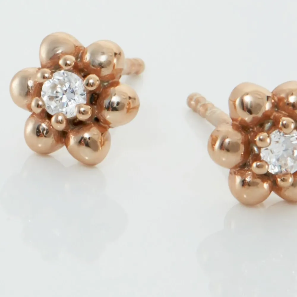 Marc Orian Bijoux Zirconium|Boucles D'Oreilles Fleur > Boucles D'oreilles Puces Argent Rose Buddy Oxydes De Zirconium