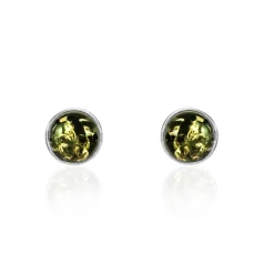 Boucles D'oreilles Puces Argent Blanc Acacia Ambre