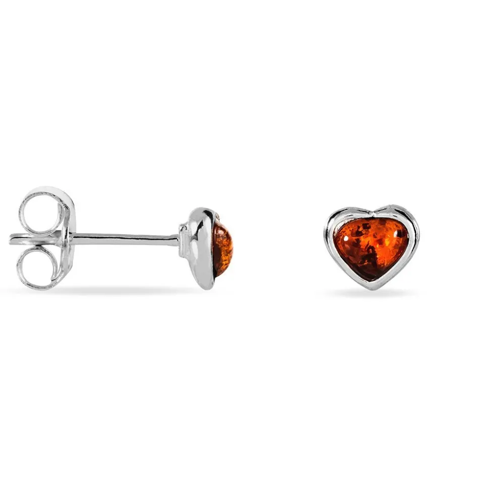 Boucles D'oreilles Puces Argent Blanc Delvinaae Ambre
