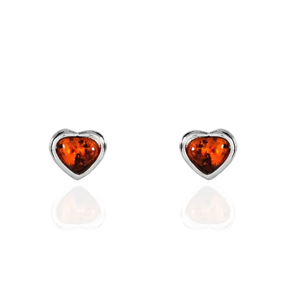 Boucles D'oreilles Puces Argent Blanc Delvinaae Ambre