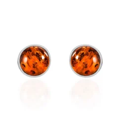 Boucles D'oreilles Puces Argent Blanc Acacia Ambre