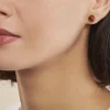 Boucles D'oreilles Puces Argent Blanc Brunhilld Ambre