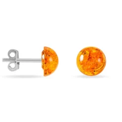 Boucles D'oreilles Puces Argent Blanc Brunhilld Ambre
