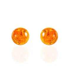 Boucles D'oreilles Puces Argent Blanc Brunhilld Ambre