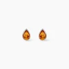 Boucles D'oreilles Puces Argent Blanc Junie Ambre