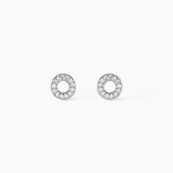Boucles D'oreilles Puces Argent Blanc Eujen Oxydes De Zirconium
