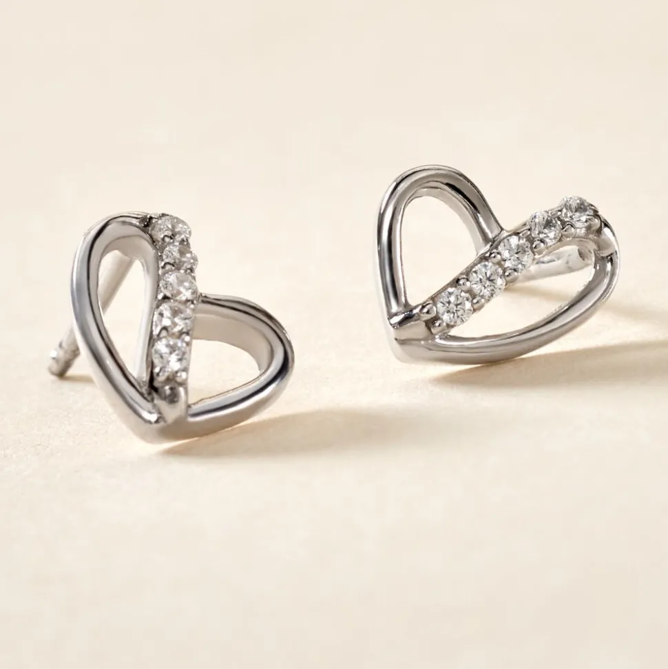 Boucles D'oreilles Puces Arika Argent Blanc Oxyde De Zirconium