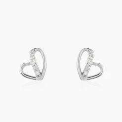 Boucles D'oreilles Puces Arika Argent Blanc Oxyde De Zirconium