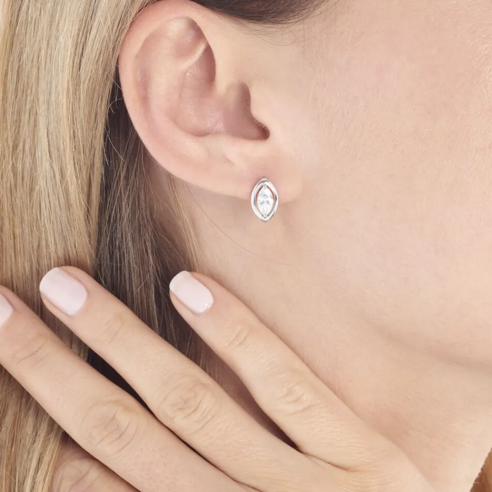 Marc Orian Pendantes|Bijoux Zirconium > Boucles D'oreilles Puces Arone Argent Blanc Oxyde De Zirconium