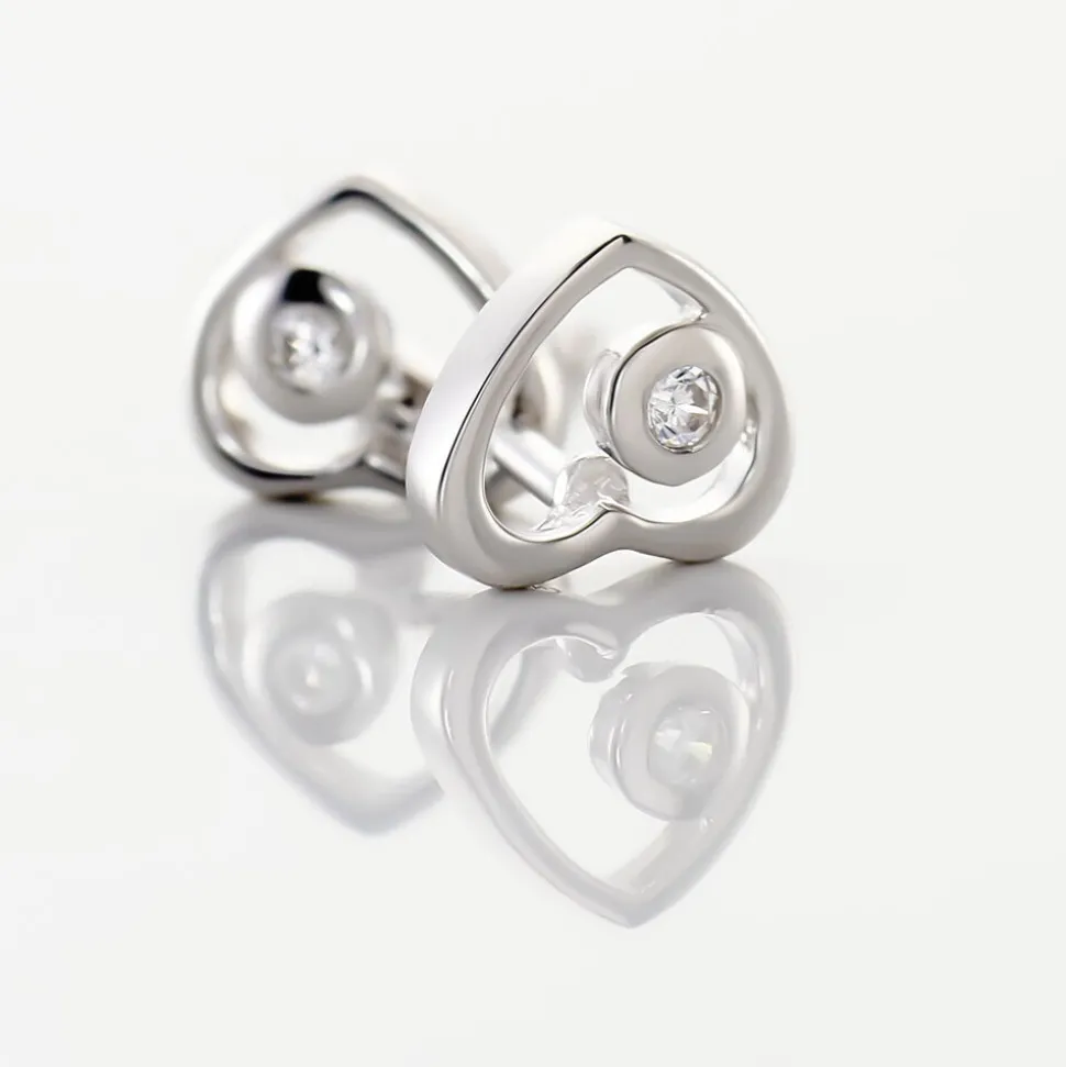 Boucles D'oreilles Puces Ashley Argent Blanc Oxyde De Zirconium