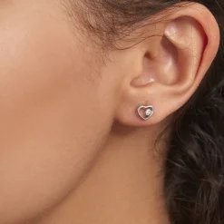 Boucles D'oreilles Puces Ashley Argent Blanc Oxyde De Zirconium