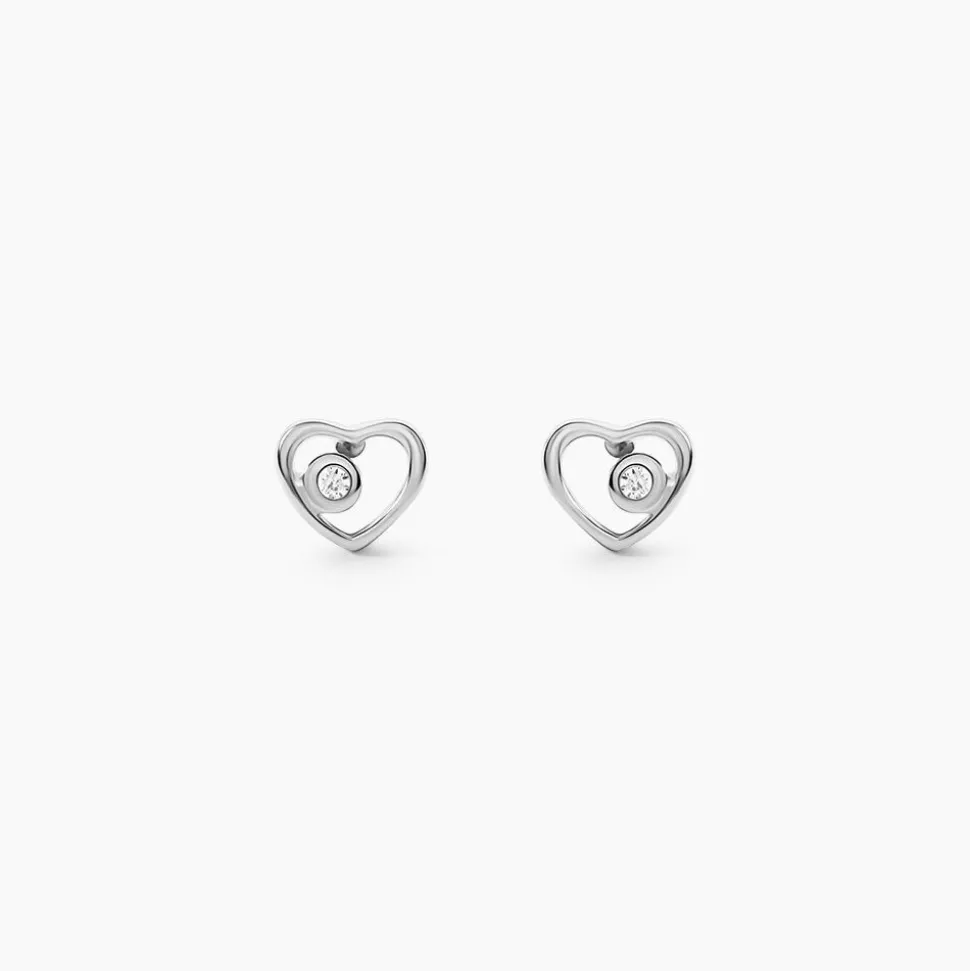 Boucles D'oreilles Puces Ashley Argent Blanc Oxyde De Zirconium
