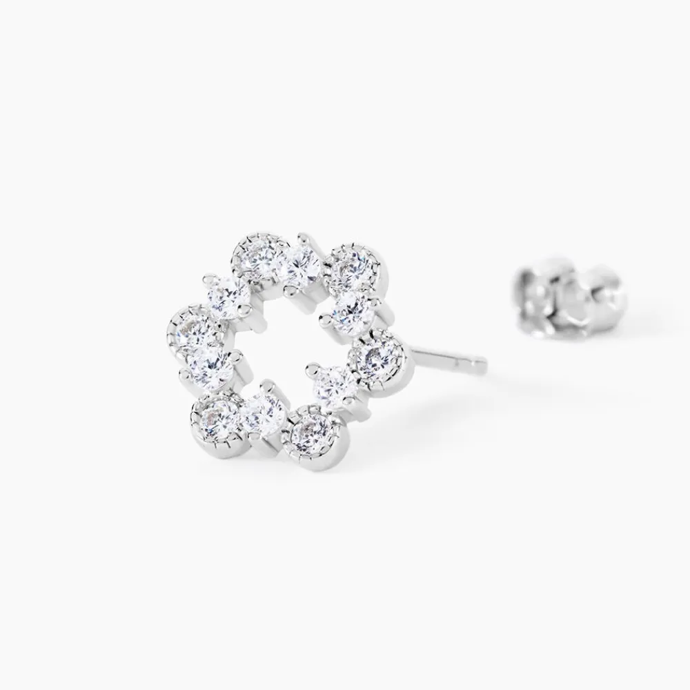 Marc Orian Bijoux Zirconium|Boucles D'Oreilles Fleur > Boucles D'Oreilles Puces Astrea Argent Blanc Oxyde De Zirconium