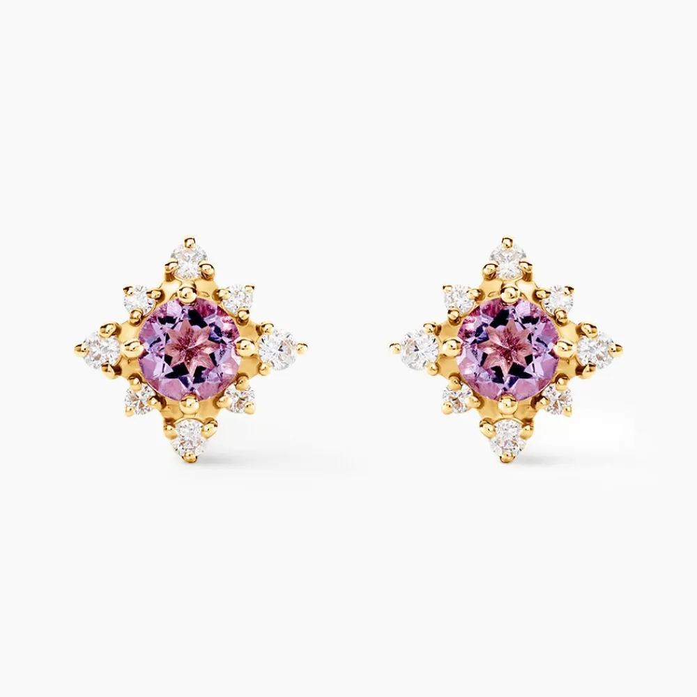 Marc Orian Anniversaire De Mariage|Boucles D'Oreilles Fleur > Boucles D'oreilles Puces Astrithr Or Jaune Améthyste Oxydes or jaune améthyste violet
