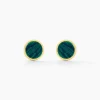 Marc Orian Boucles D'Oreilles Acier Inoxydable|Bijoux Acier Inoxydable > Boucles D'oreilles Puces Athena Acier Doré Malachite