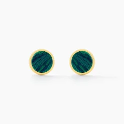 Marc Orian Boucles D'Oreilles Acier Inoxydable|Bijoux Acier Inoxydable > Boucles D'oreilles Puces Athena Acier Doré Malachite