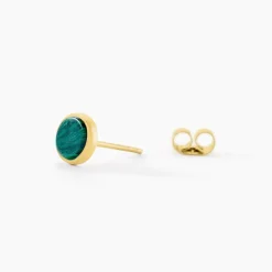 Marc Orian Boucles D'Oreilles Acier Inoxydable|Bijoux Acier Inoxydable > Boucles D'oreilles Puces Athena Acier Doré Malachite