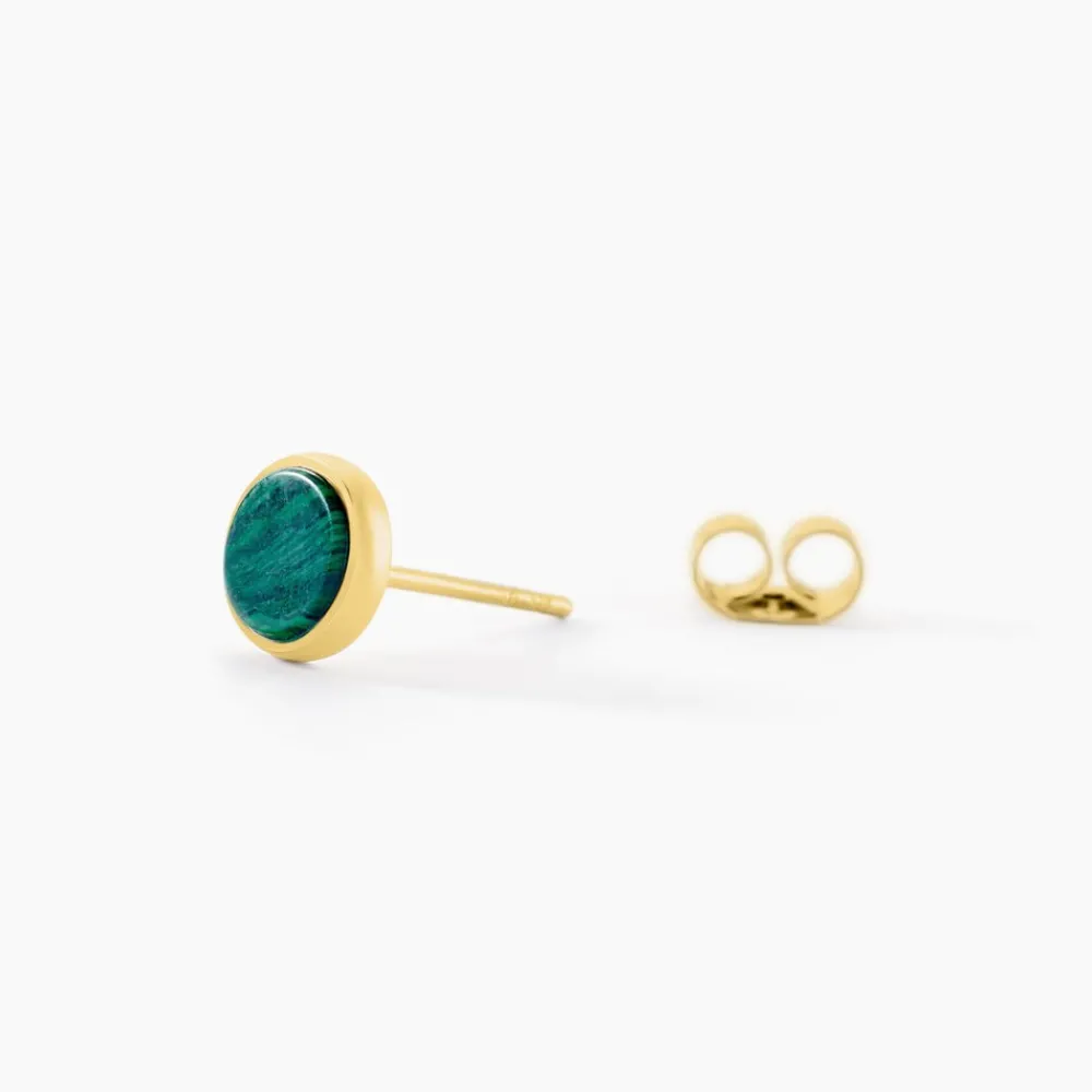 Marc Orian Boucles D'Oreilles Acier Inoxydable|Bijoux Acier Inoxydable > Boucles D'oreilles Puces Athena Acier Doré Malachite